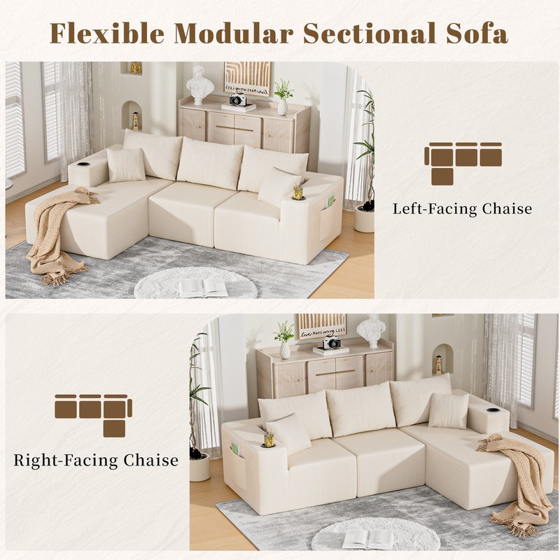 Modular Sectional Sofa, Convertible 4-seat Cloud Couch Set for Living Room gallery