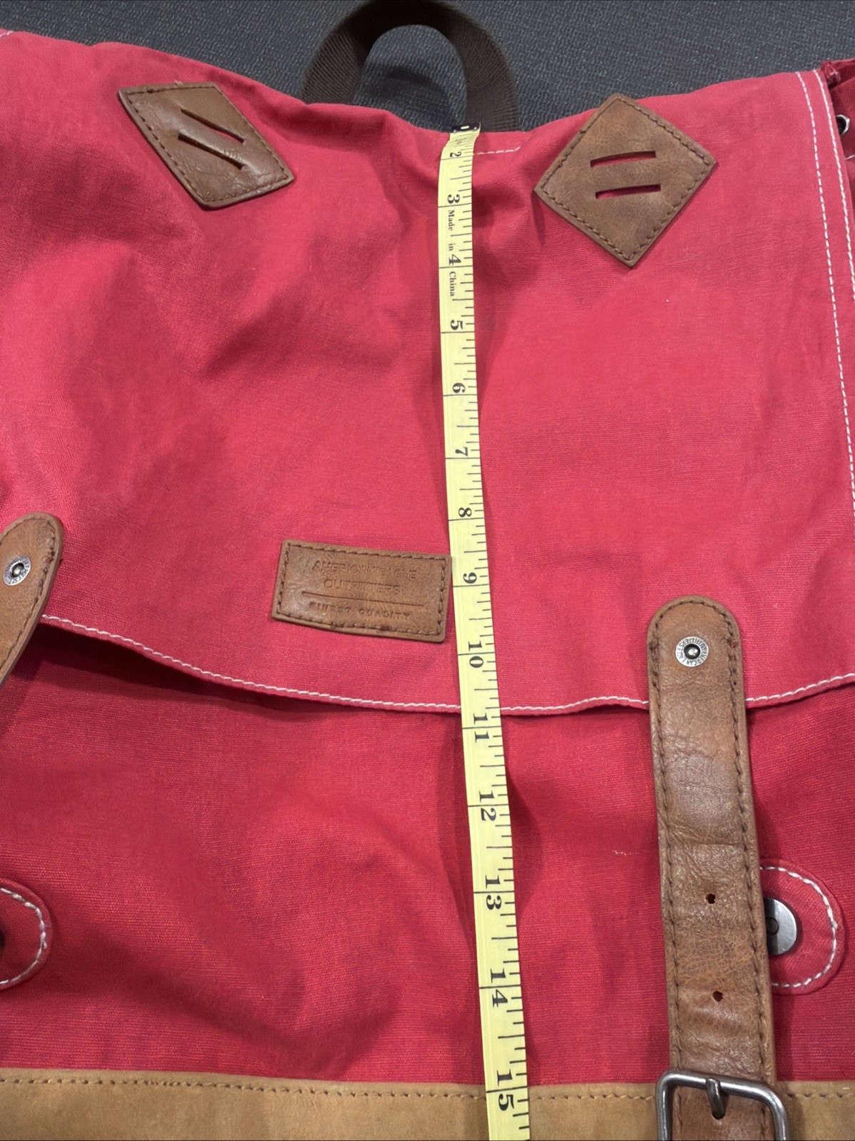 American Eagle Outfitters Canvas Backpack Draw String Faux Leather Trim 2