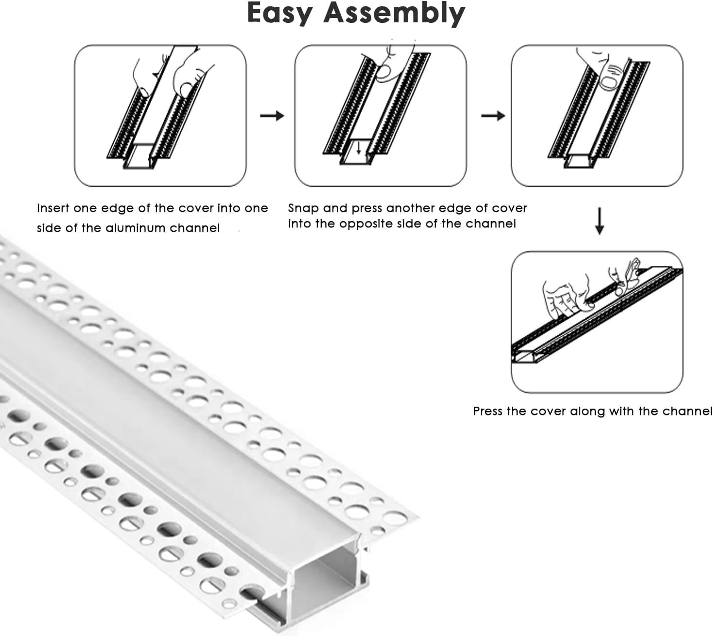 Plaster-in LED Channel 76*15mm Drywall LED Strip Aluminum Channel to 27mm Width gallery