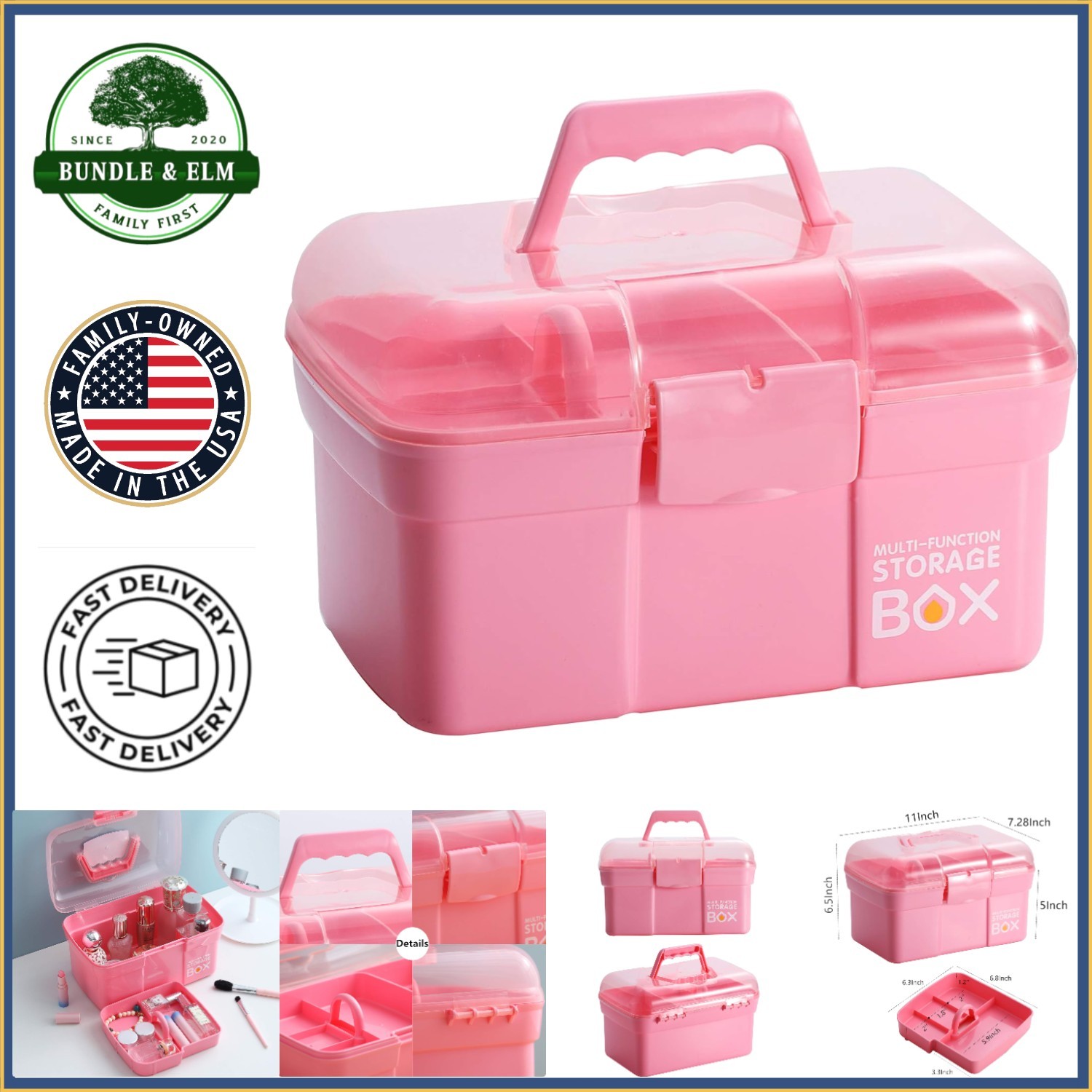 Rectangular Storage Box with Handle and Removable Compartment for Easy Transport gallery