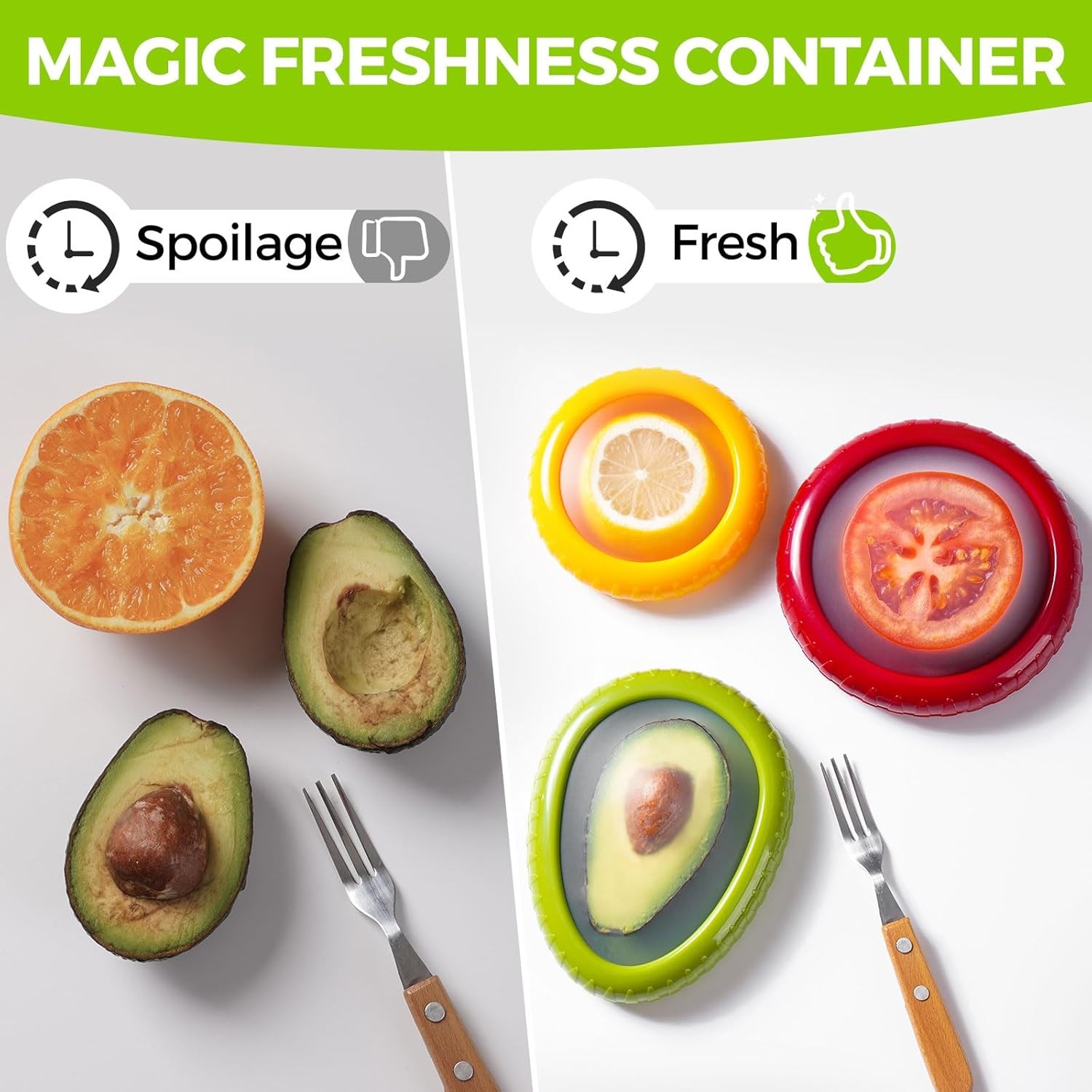 4 Pack Food Storage Pods Reusable Containers Silicone Fruit and Veggie Keepers gallery