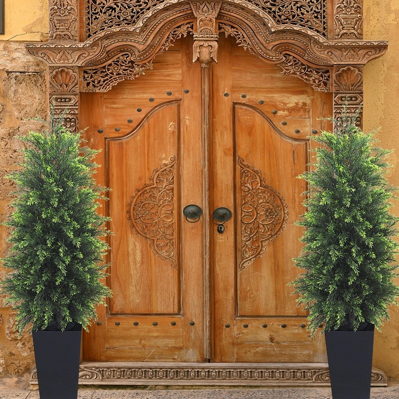 4FT Artificial Pine Cedar with Black Pot gallery