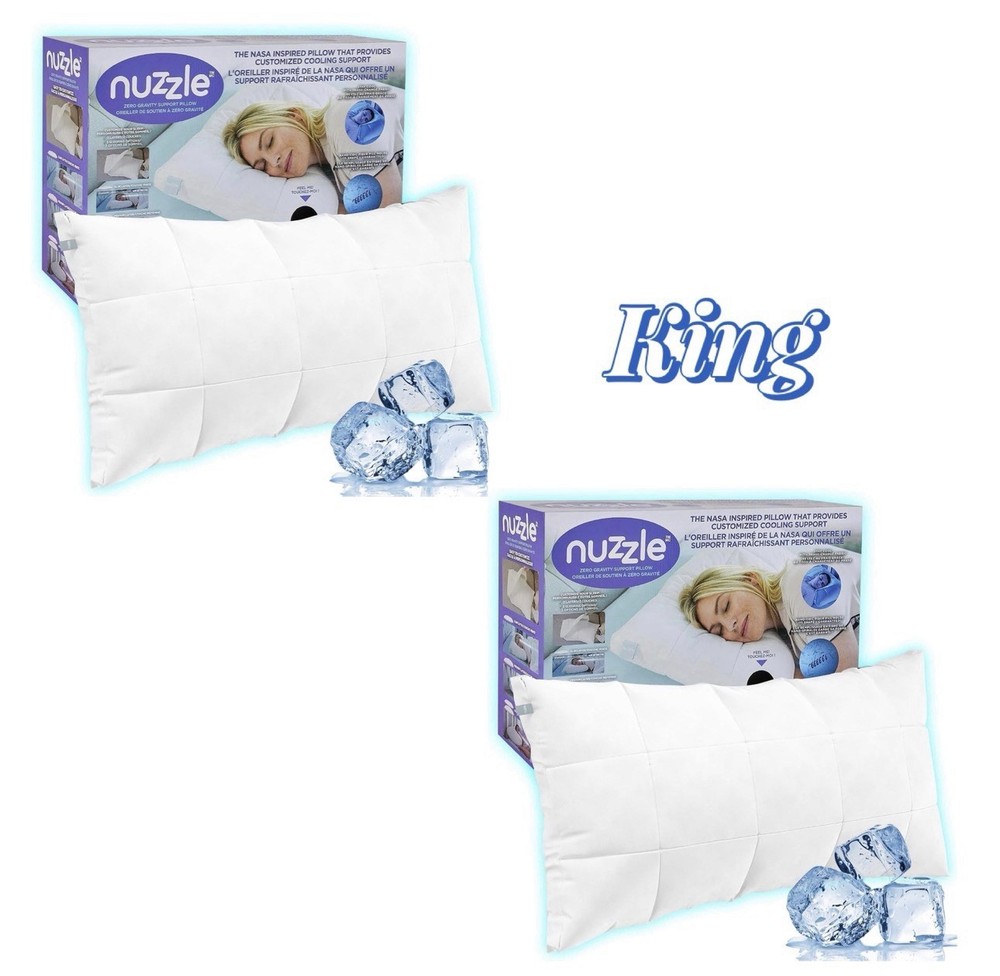 Nuzzle Cooling Adjustable Pillow for Side Sleepers, Luxury King Size Set of 2