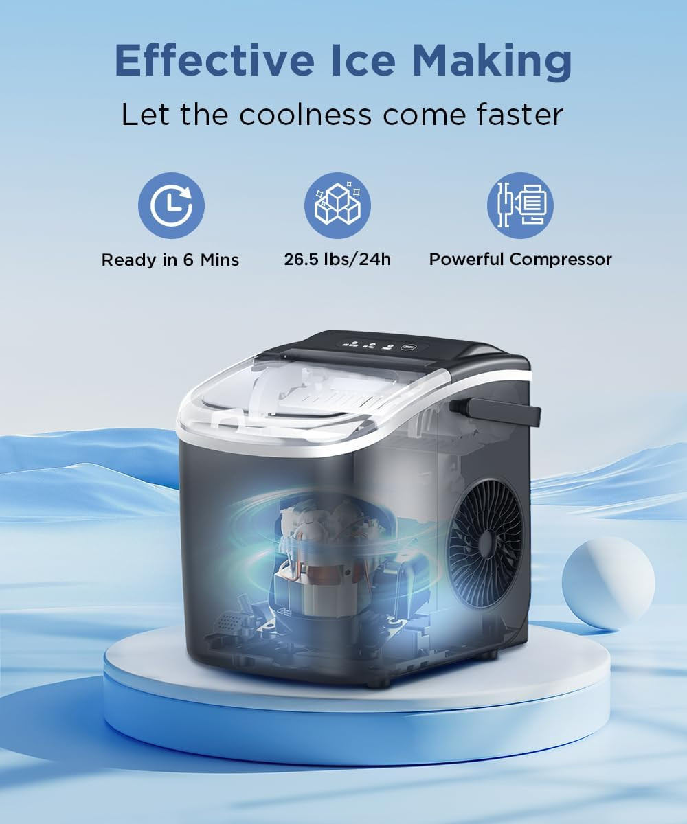 Ice Maker Countertop, Portable Ice Machine with Self-Cleaning, 26.5Lbs/24Hrs, 9 gallery
