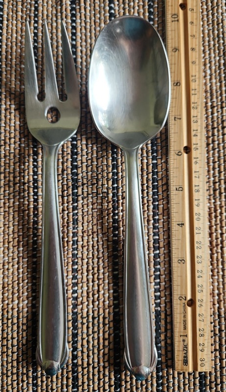 Mikasa CLASSICO SATIN Serving Meat Fork 9 3/8" & Serving Spoon 9 1/2" Korea gallery