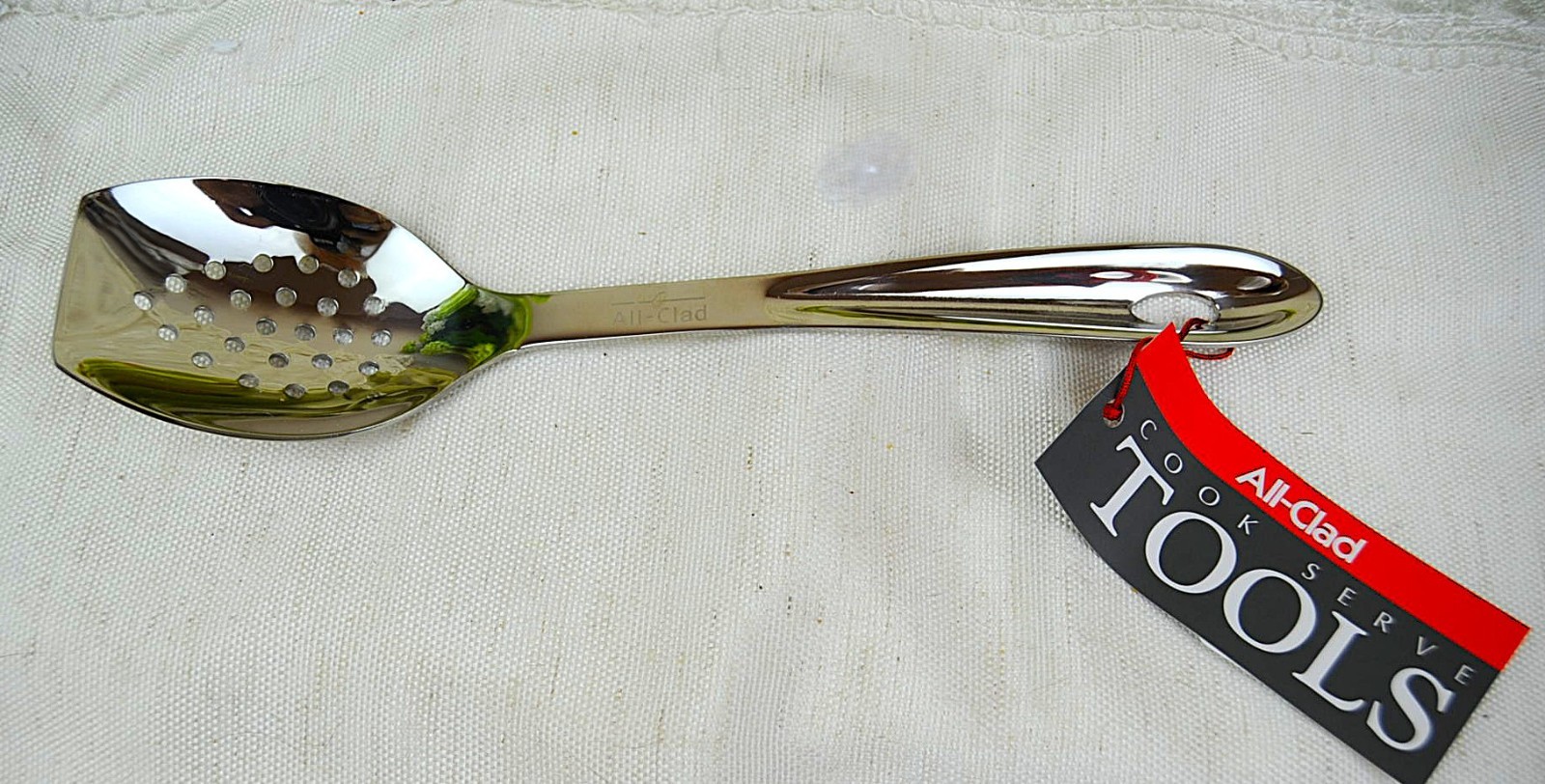 All-Clad Cook & Serve Stainless Steel Slotted Spoon, 9.5 inch, Silver, NEW gallery