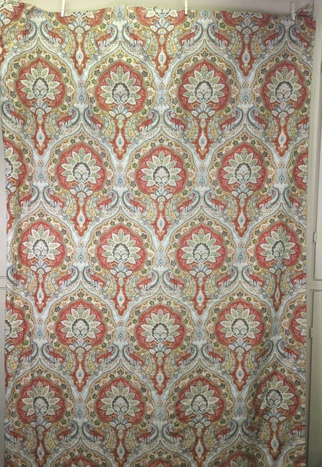 King Duvet Cover & Shams Paisley Rust Green Gold Lt Blue Luxury Bedding VGUC gallery
