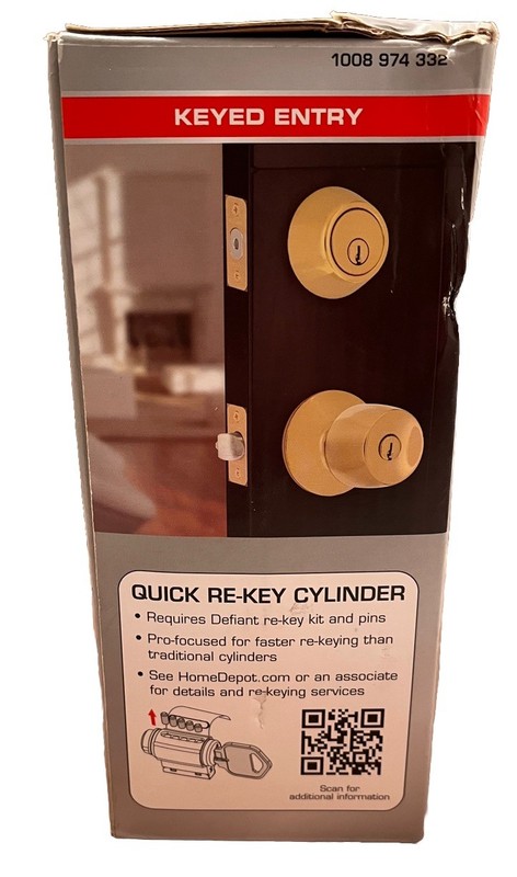Defiant KEYED ENTRY $ DOUBLE DEADBOLT BRANDYWINE Polished Brass Finish gallery