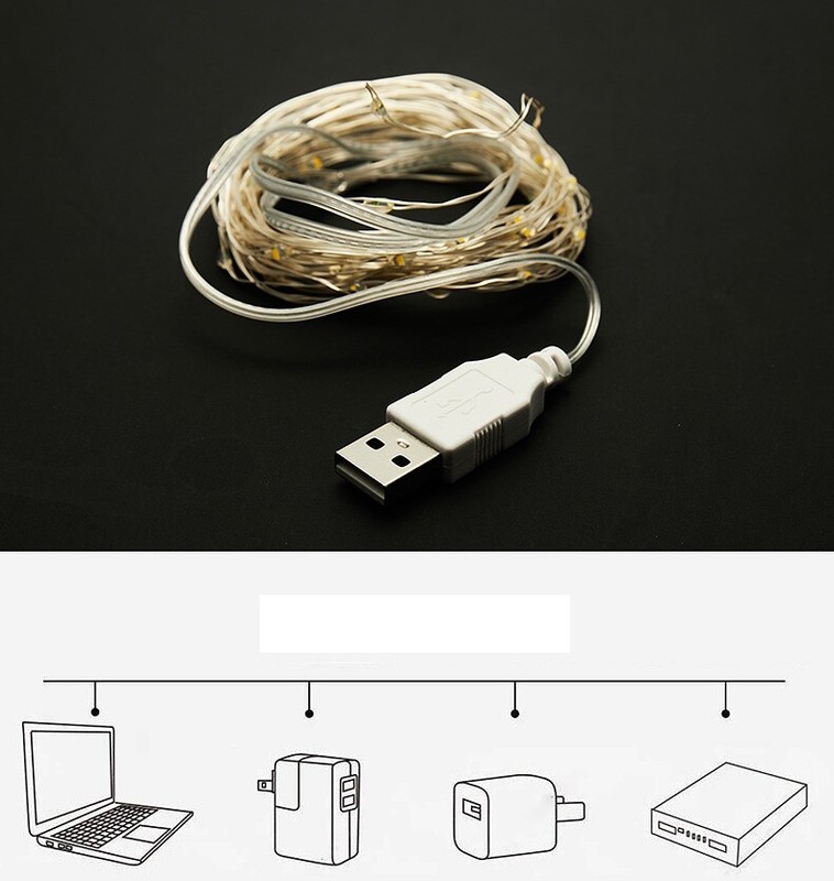 USB Powered 20/50/100 LED Copper Wire Fairy String Lights Party Decor 2M/5M/10M gallery