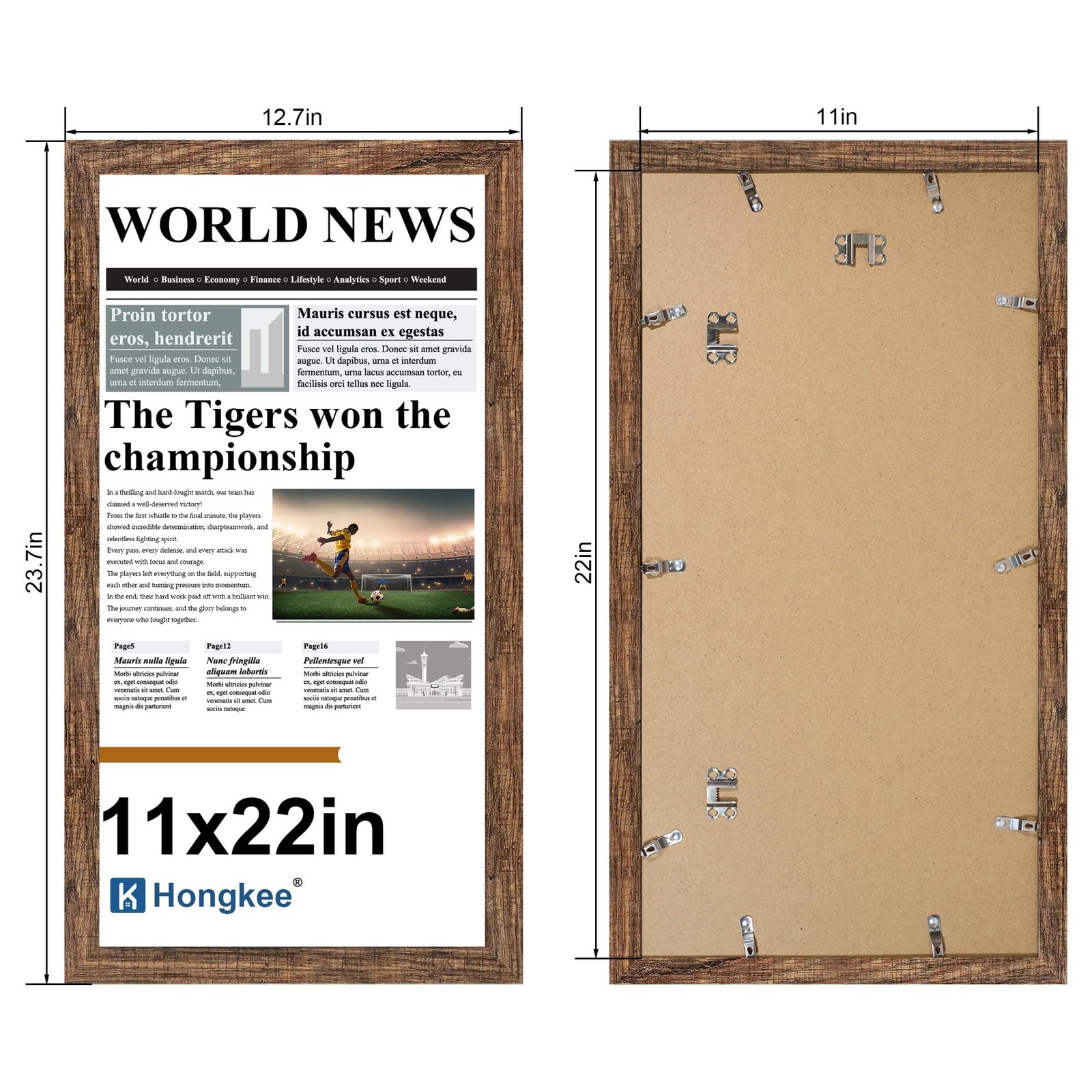 11x22 Newspaper Frame 2 Packs, Real Glass and Rustic Brown Wood Frame, Displa... gallery