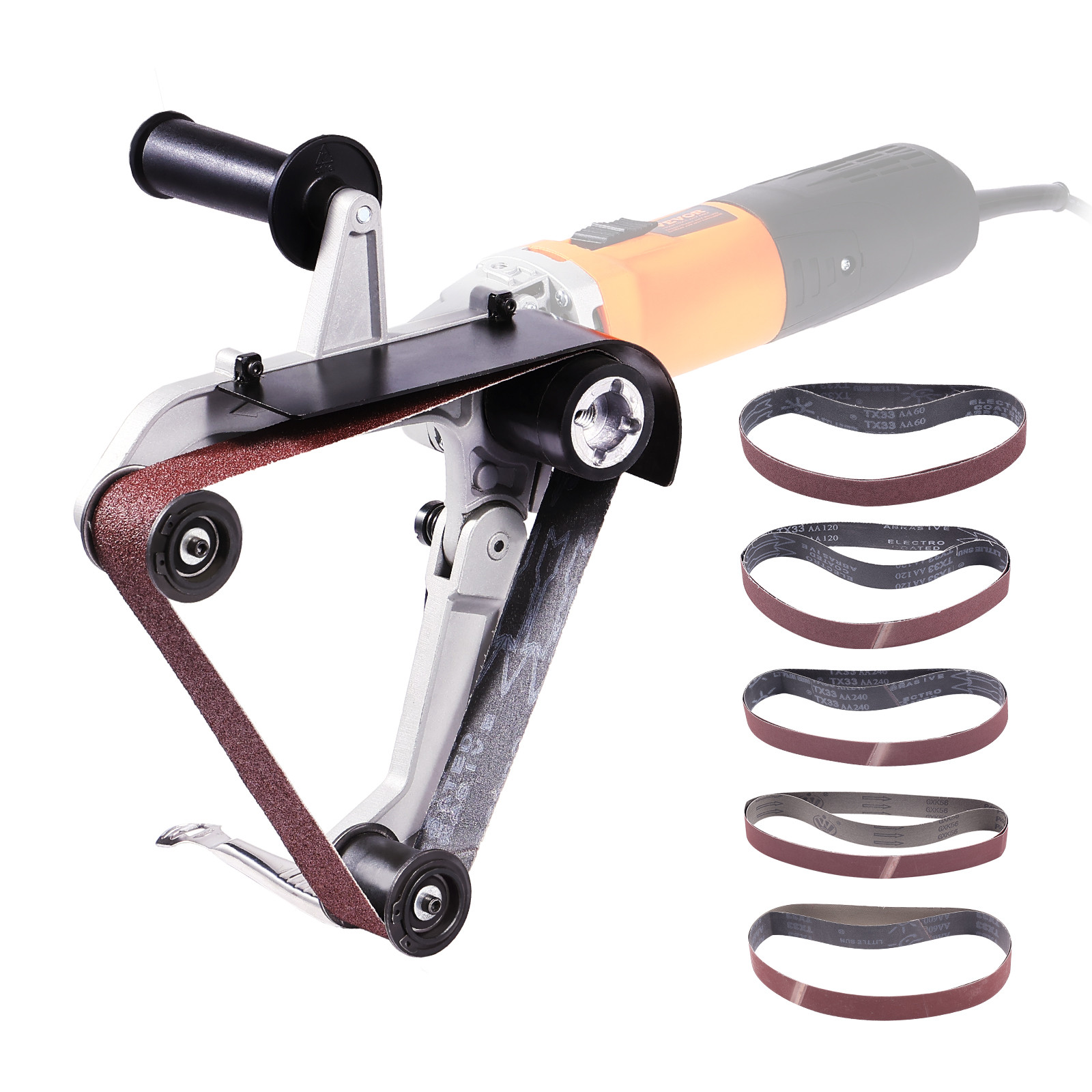 VEVOR Belt Sander Adapter for Angle Grinder Pipe Sanding Attachment 10PCS Belts gallery