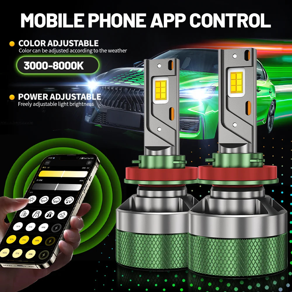 9005 LED Headlight Bluetooth APP Control Color 3000W H4 H7 LED H1 H11 Auto Bulbs gallery
