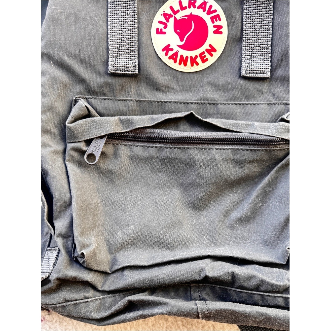 Mini Fjallraven Kånken Backpack - Gray with Red Logo 5