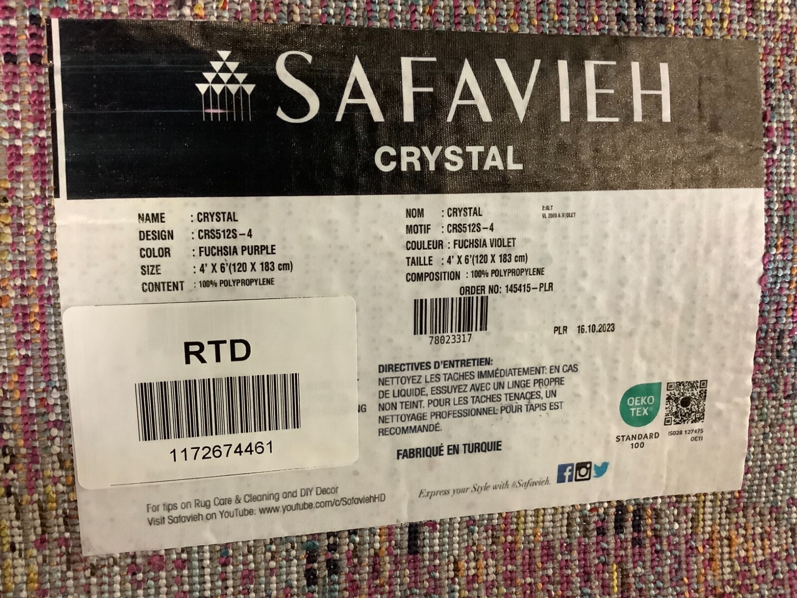 FUCHSIA / PURPLE 4'-0" x 6'-0" Back Stain Rug Reduced Price 1172674461 CRS512S-4 gallery