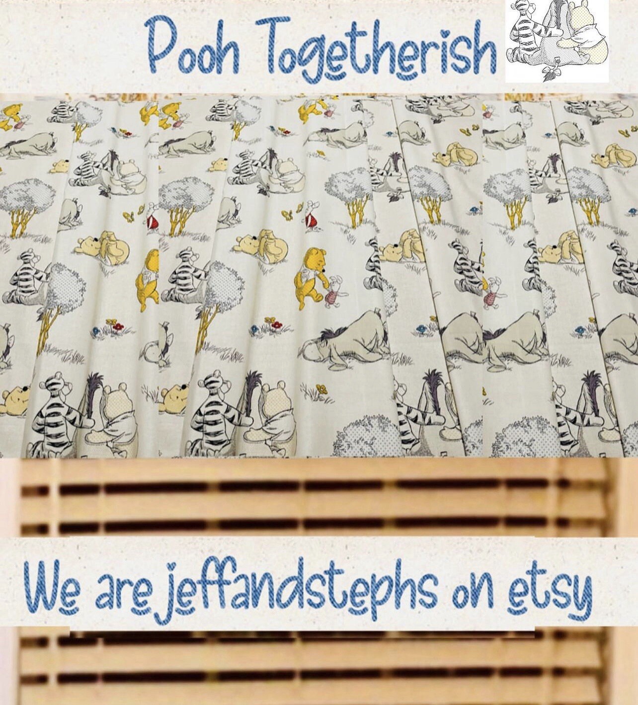Nursery Valance Pooh Togetherish For Baby Room Or Toddler 42"W x 14"L Free Ship gallery