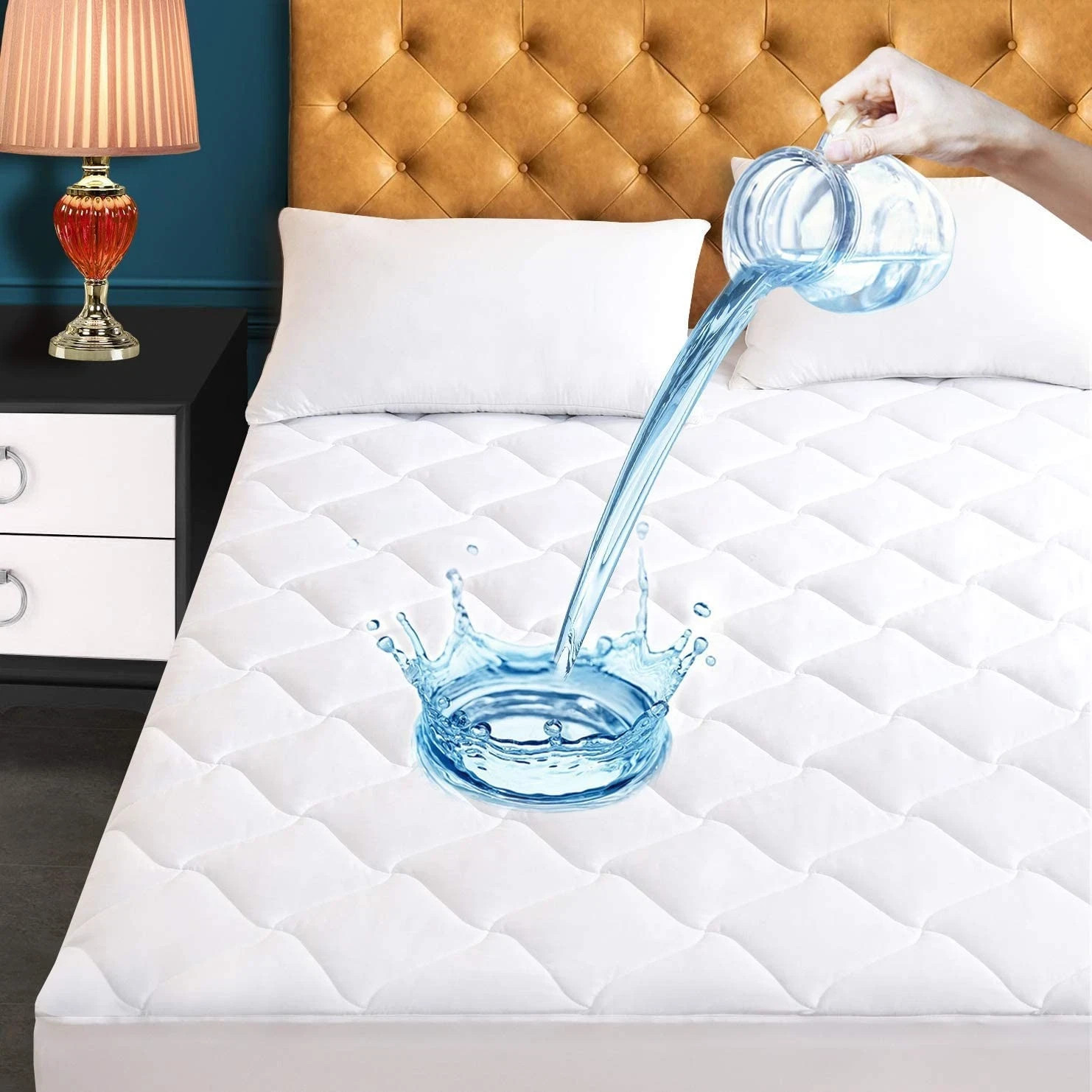 Size Quilted Fitted Mattress Pad, Waterproof Breathable Cooli gallery