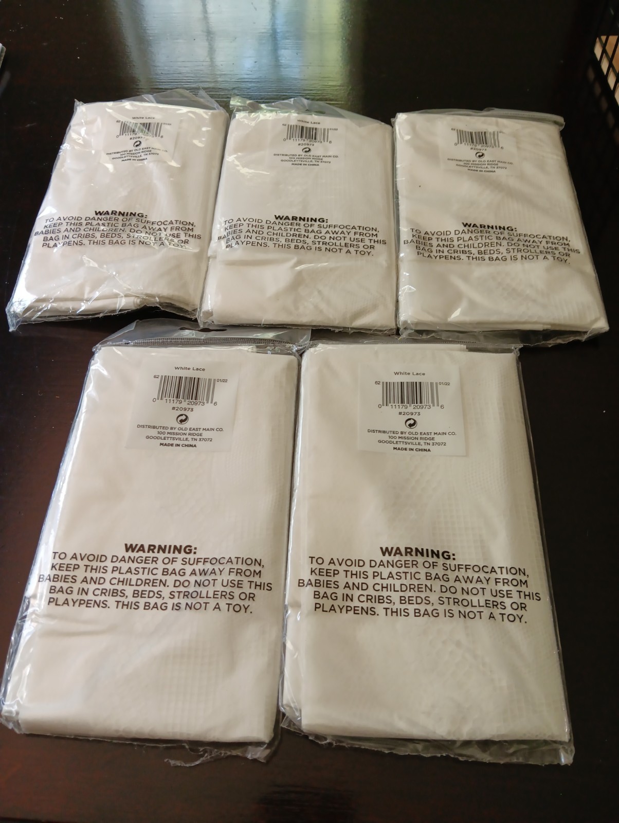 5 packs - 321 Party! White Lace Plastic Tablecover 54" X 108", Reusable gallery