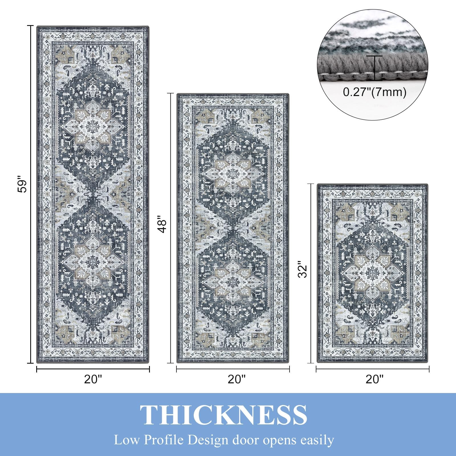 Yamaziot Boho Washable Kitchen Rugs Sets of 3, Non Slip Kitchen Mats for Floo... gallery