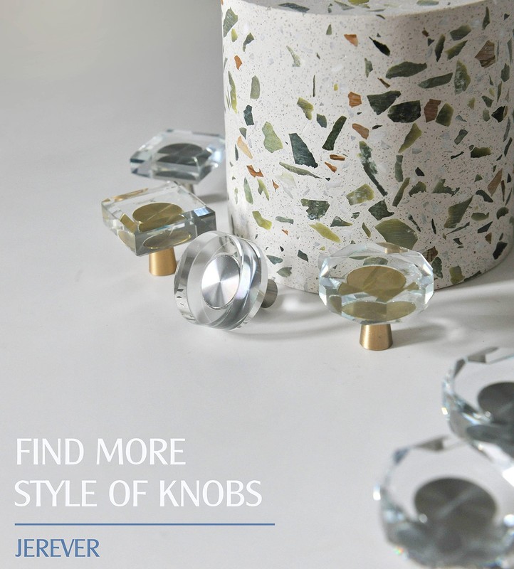 6 Pack Glass Crystal Knobs Brushed Nickel Drawer Pull Cabinet Handle for Dres... gallery