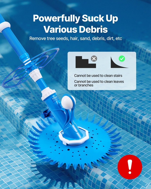 VEVOR Suction Pool Cleaner Vacuum Cleaner 12 Hoses for In/Above-ground Pool gallery
