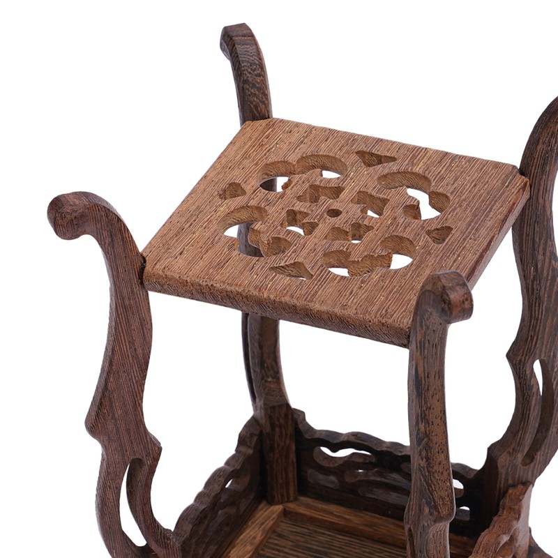 Square Tree-root Carved Bonsai Base Display Stand 10*10*15 5cm Oriental gallery