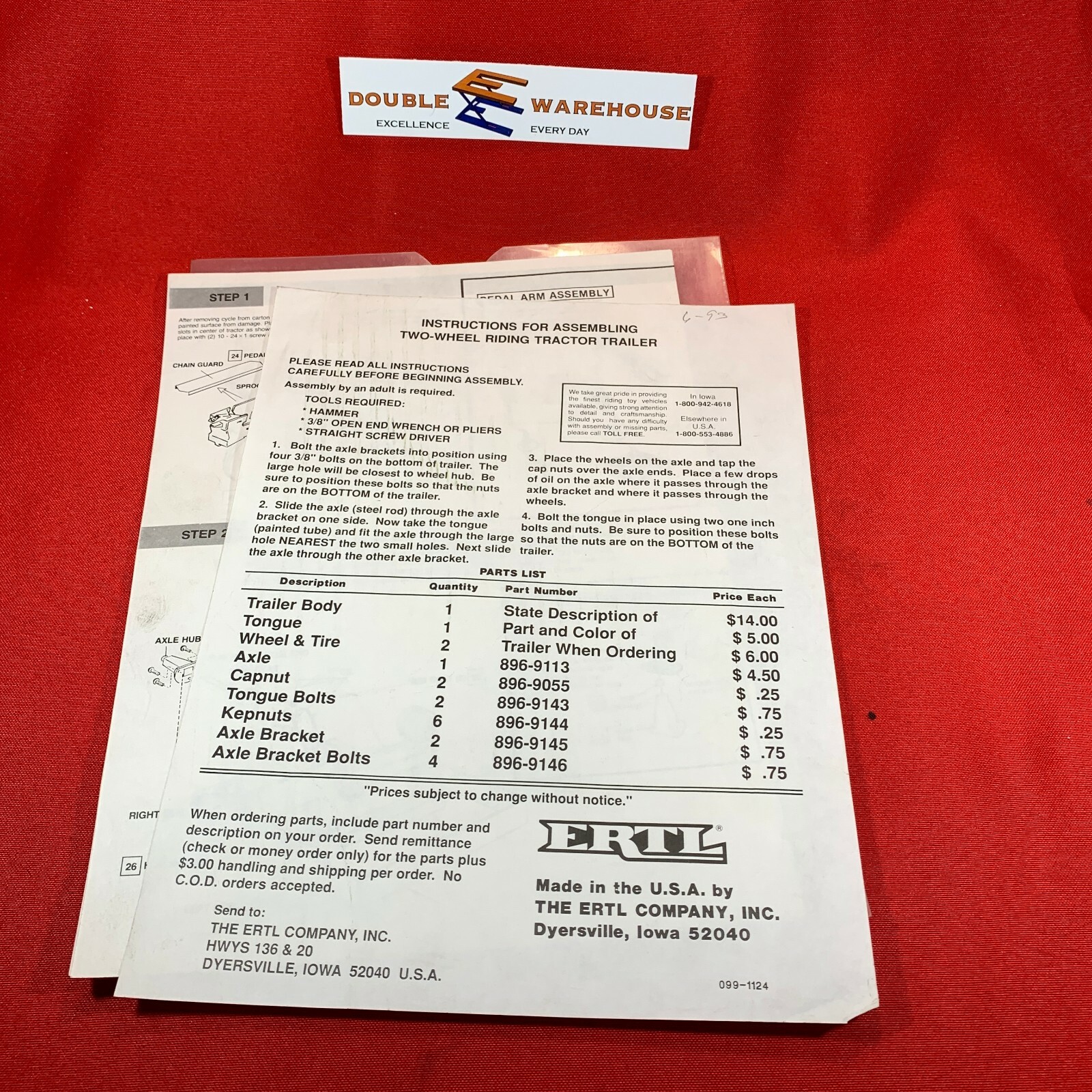 ERTL Assembly Instructions Two-Wheel Riding Tractor Trailer gallery