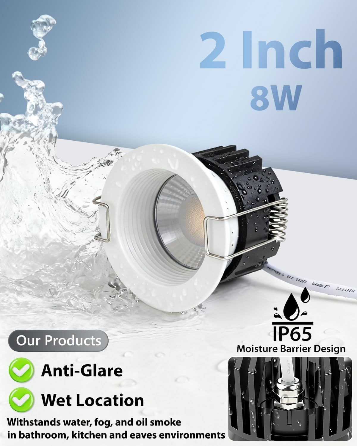 Adetu 2 Inch 5CCT Anti-Glare LED Downlight 12 Pack White gallery