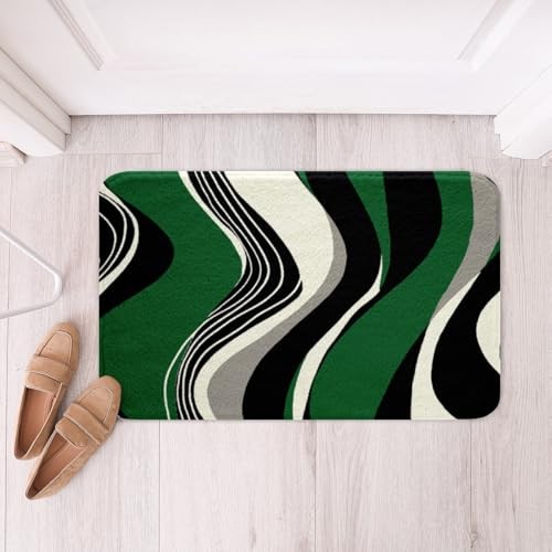 Green and Gray Black White Bath Rugs Modern Abstract Geometric Bathroom Rugs gallery