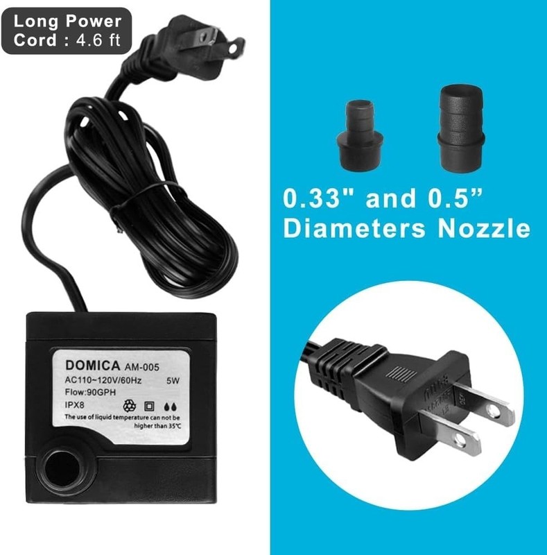 Compact 5W Submersible Pump - Flow Rate 1.5 Gallons/Minute for Water Features gallery