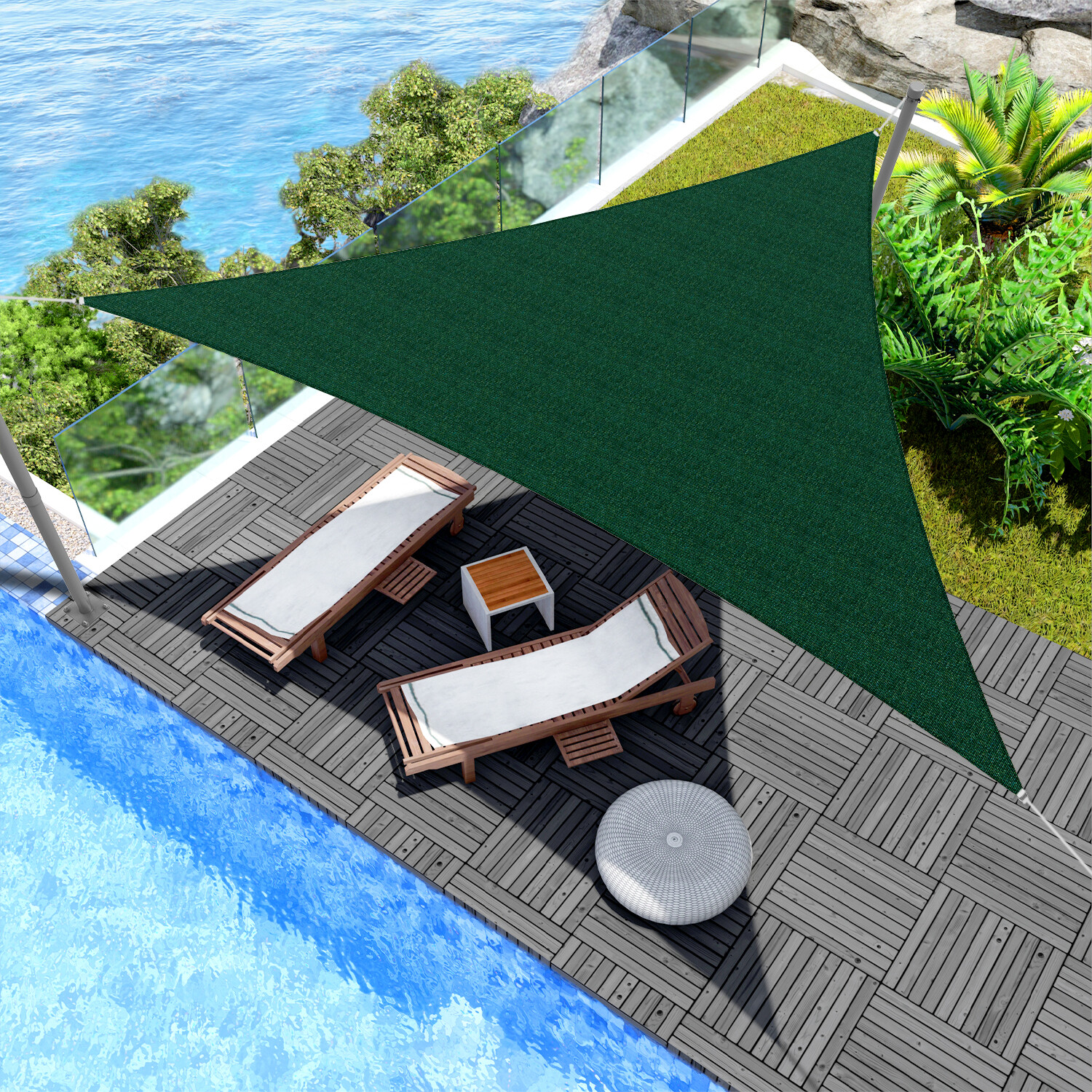2-28ft Shade Sail Equilateral Triangle Pool Patio Sun Canopy Awning Cover Green gallery