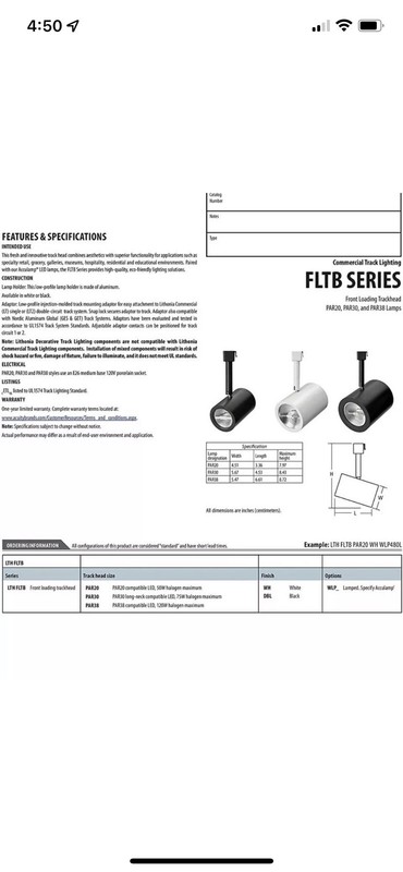 Lithonia Lighting Black Front Loading Flat Back Commercial Track Head PAR30 DBL gallery