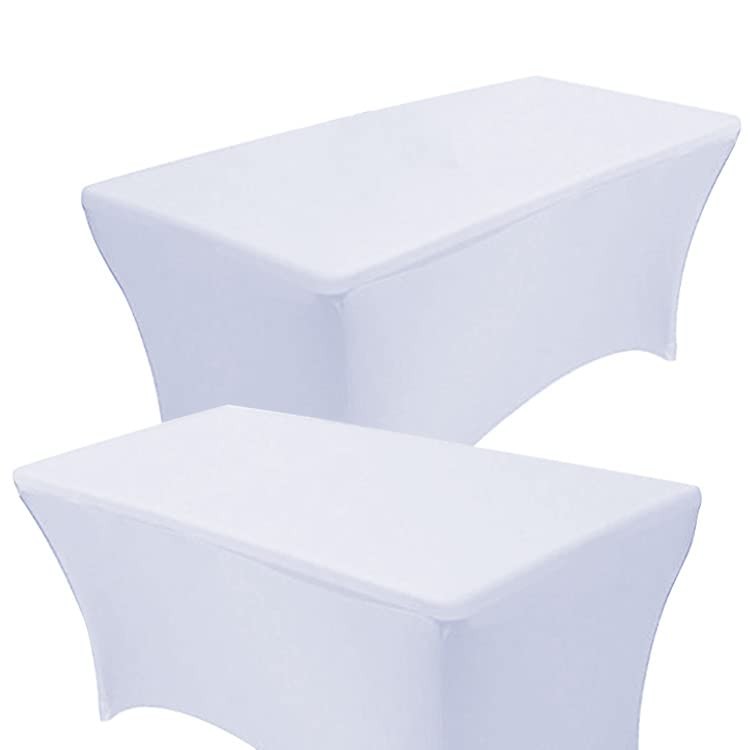 2 Pack Stretch Spandex Table Covers for Rectangular 72" x 30" (2PC) White gallery