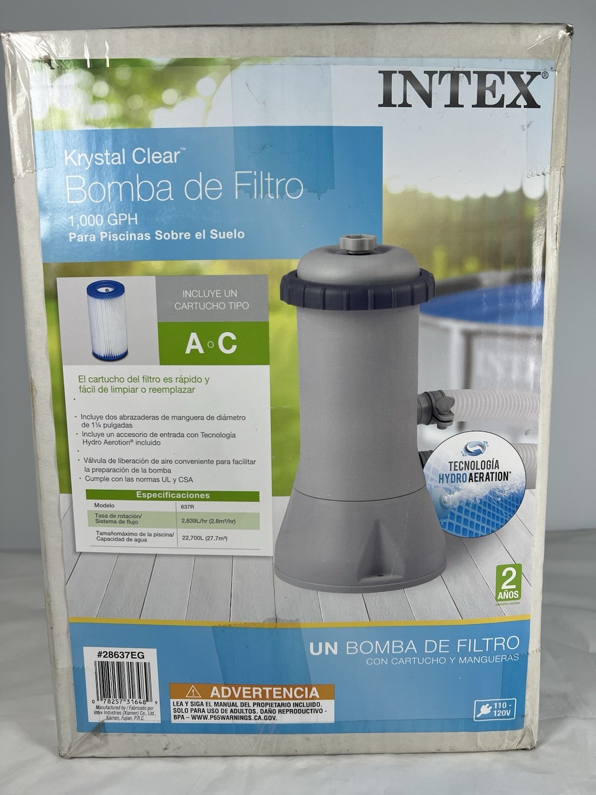 Intex 1000 GPH Easy Set Above Ground Swimming Pool Cartridge Filter Pump System gallery