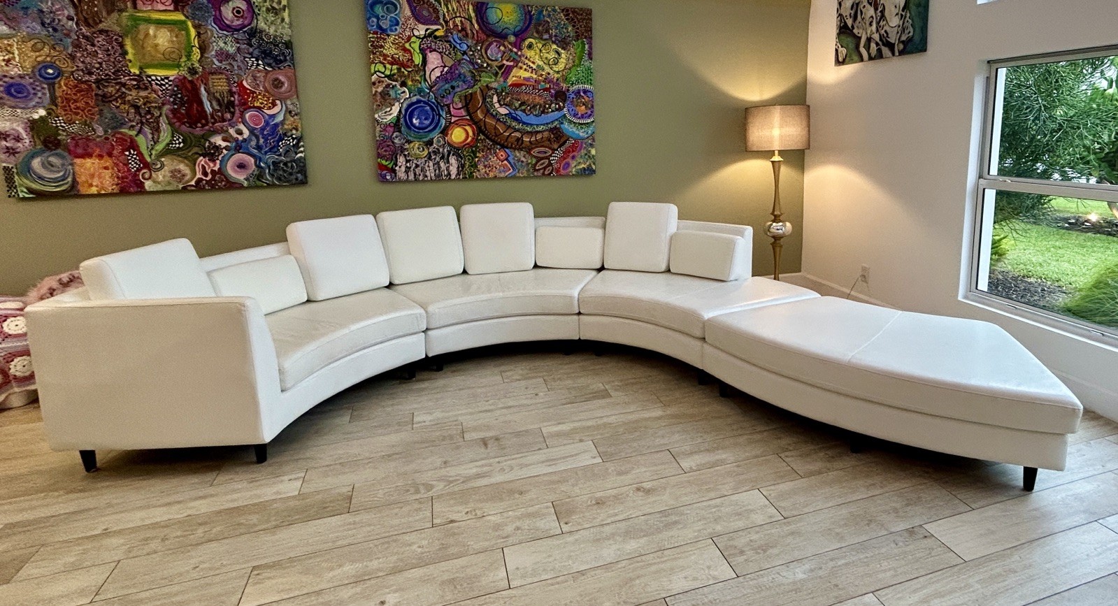 4 piece MODERN ROUND curvy Leather Sectional Sofa gallery