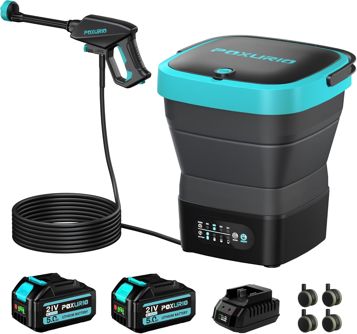 Cordless Washer,Foldable Washer with 2X5.0Ah Battery, 4 Adjustable Model, 4.5Gal gallery