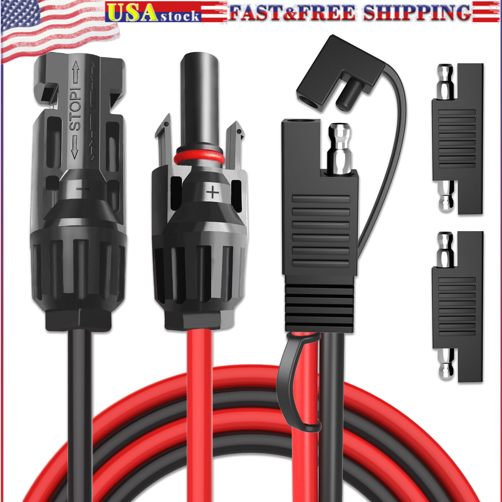 Solar Panel Connectors to SAE Adapter Cable 10AWG with 2PCS SAE Adapters for RV gallery