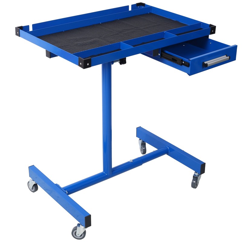Adjustable Work Table with Drawer, 34"-47.75"H, 220 lbs Capacity, Blue gallery
