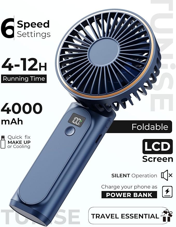 180° Adjustable 6 Speed Wind Portable Handheld Fan Portable Fan Rechargeable gallery