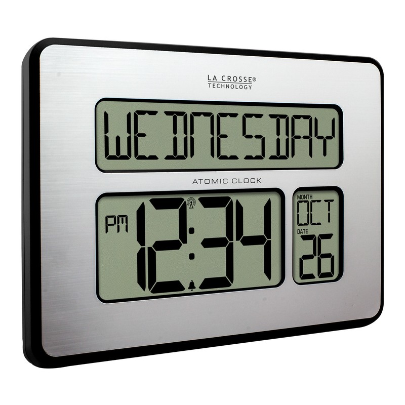513-1419 La Crosse Technology Large 2" Numbers Atomic Digital Wall Clock IN Temp gallery