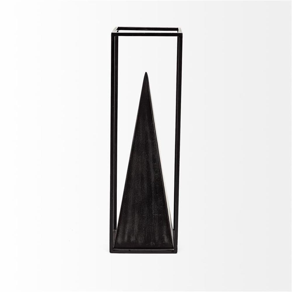 Pemberly Row Contemporary Large Square Framed 3-D Black Metal Pyramid gallery