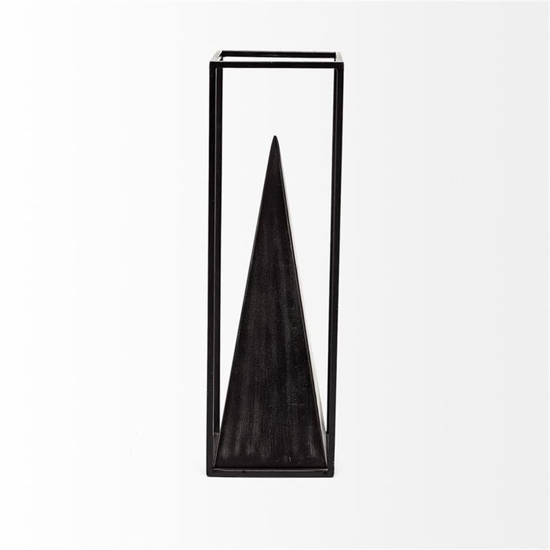 Pemberly Row Contemporary Large Square Framed 3-D Black Metal Pyramid gallery