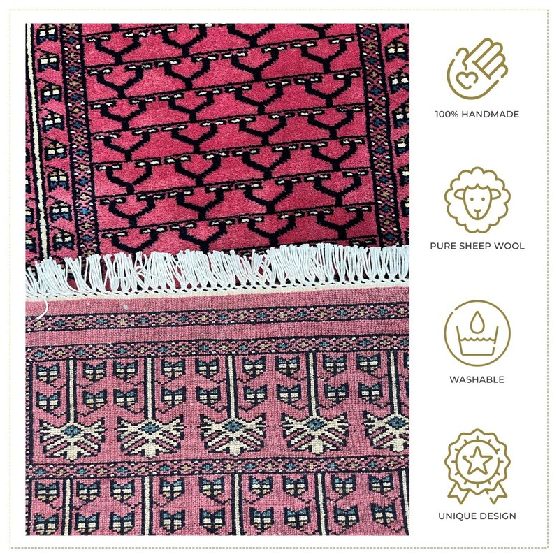 Handmade Hand Knotted Wool Runner Rug, 2x6 ft, Peach, Traditional Parda gallery