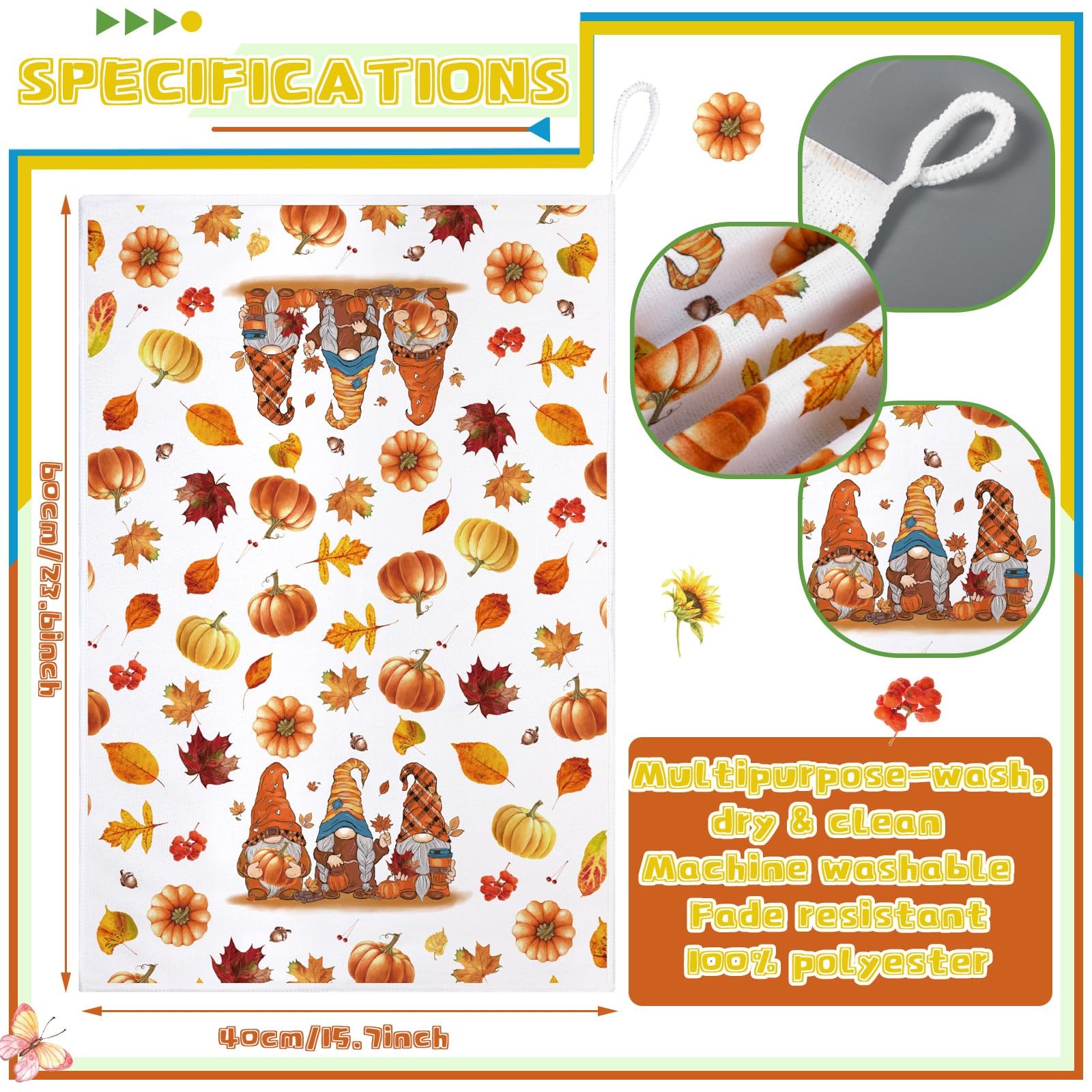 8 Pcs Spring Summer Fall Winter Seasonal Kitchen Towels Decorative Set Gnome ... gallery