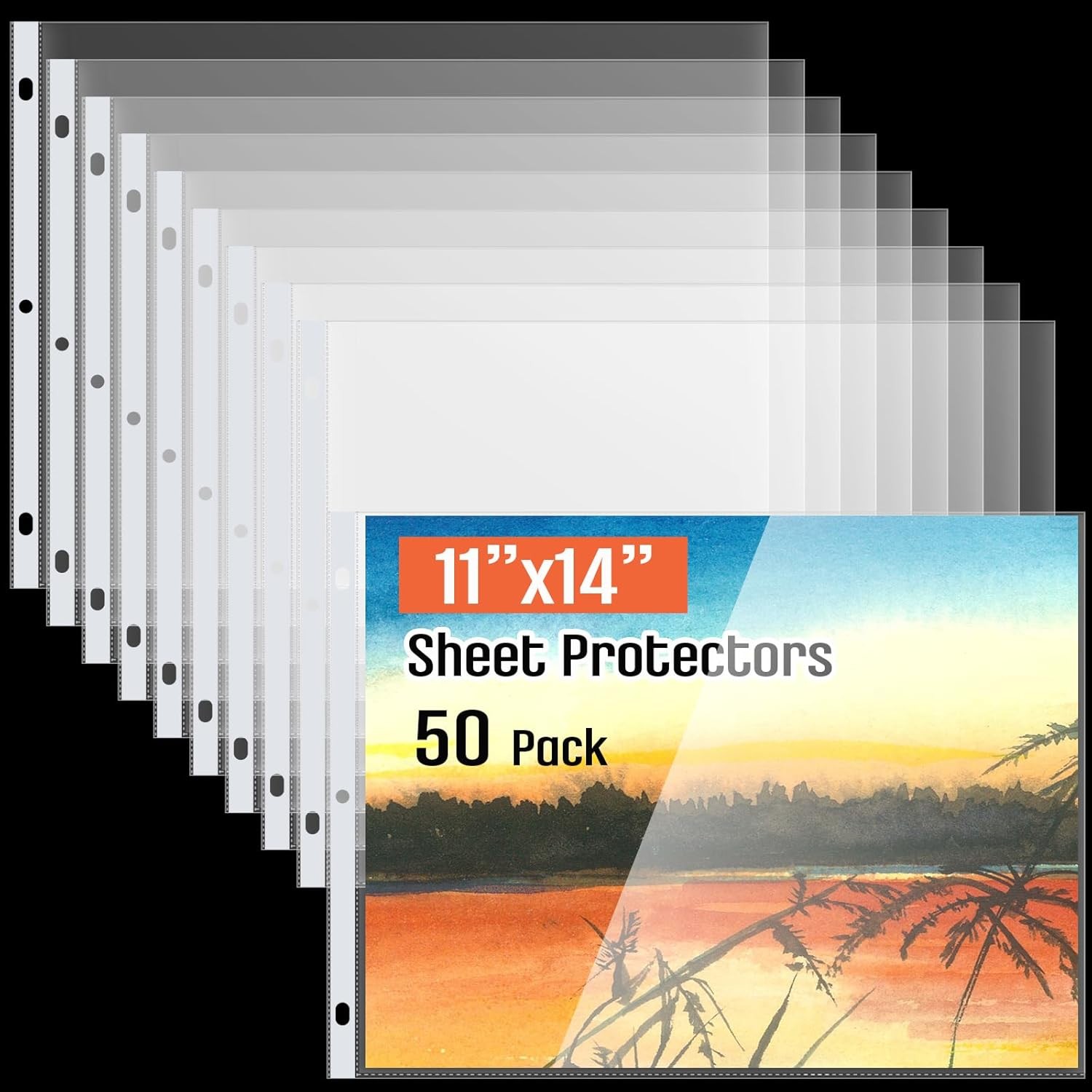 50 Pack 11 x 14 Inch Sheet Protectors, Heavyweight Landscape Sleeves 11 x 14 gallery