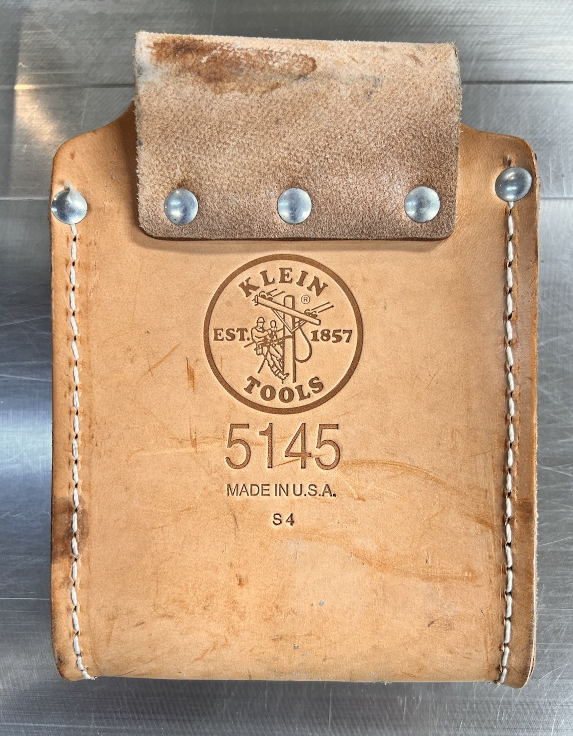 Klein Tools 5145 Leather Tool Pouch 4 Pocket Electrician Belt Holster Brown gallery