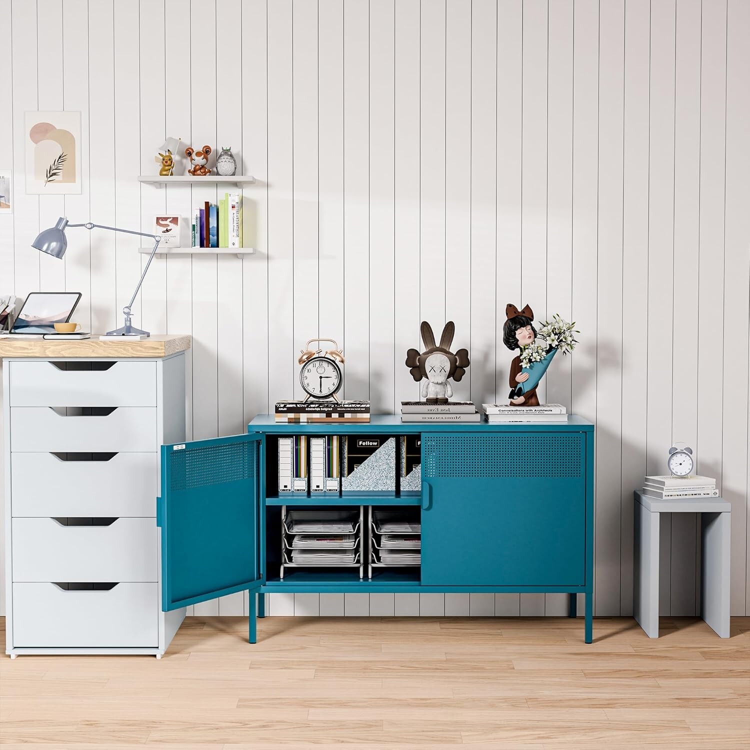 Cofar Blue Metal Locker Storage Cabinet with 2-Tier for Home,Office,Living Room gallery
