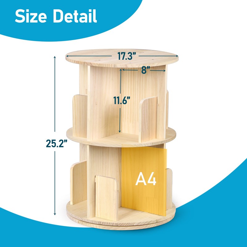 360° Revolving Bookcase Rotating Stackable Shelf Floor-Standing Storage Display gallery