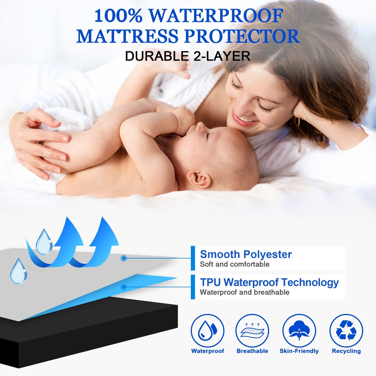 Mattress Protector Waterproof Mattress Cover 18" Deep Pocket Fitted Sheet Style gallery
