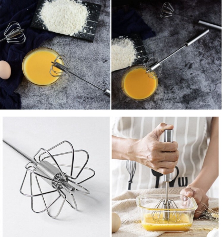 Semi-Automatic Egg Whisk Hand Push Egg Beater Stainless Steel Blender Mixer Whis gallery