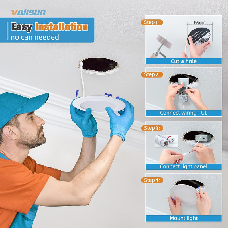 8 Pack 6" Dimmable LED Recessed Lights, 5CCT, 1080LM, ETL Certified gallery